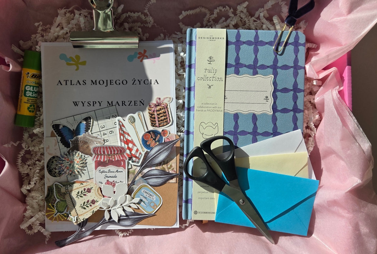 Zestaw kreatywny Atlas Twojego Życia z niebieskim notesem Tulip